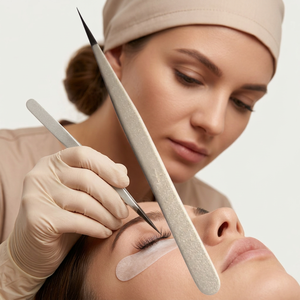 Pince à épiler professionnelle incurvée TEEJAY pour extensions de cils, en acier inoxydable avec revêtement poudré blanc brillant, pointe lisse, précision, 10 mm - Product Image 3
