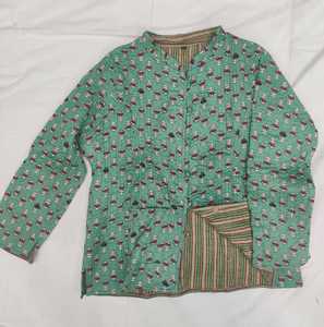 Artisan Cotton Quilted <b>Reversible</b> <b>Jacket</b> Floral Hand Block Print Women's Fashion Outerwear Private Label Manufacturer India - Product Image 2