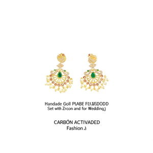 Handmade Gold Plated Peacock Earring Set with Zircon and Diamond for Wedding - Product Image 2