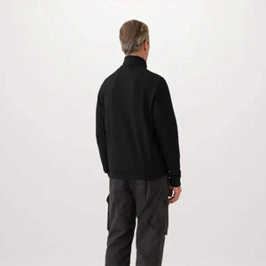 Veste bomber noire pour homme à fermeture éclair intégrale, manches longues, col montant, en polaire douce, confortable et légère, style streetwear - Product Image 2
