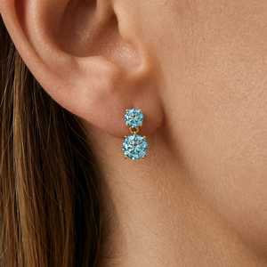 Customize Colored Round Cut Moissanite <b>Drop</b> Earrings For Unisex 925 Silver Fine Party Occasion Gift For Partners - Product Image 5
