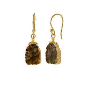 Elegante ElJoyero mujer chapado en oro natural púrpura amatista cuarzo pendientes 10x15mm elegante forma de gota gancho hecho a mano moda - Product Image 6