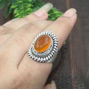 Handmade 925 Sterling <b>Silver</b> <b>Ring</b> Orange Carnelian Gemstone Vintage Tribal Boho <b>Statement</b> <b>Ring</b> Women Jewelry for Unisex Men - Product Image 6