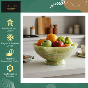 Bol de luxe en onyx vert poli, fait main, de qualité supérieure, résistant à la chaleur, compatible lave-vaisselle, avec un design élégamment sculpté, en vente - Product Image 5