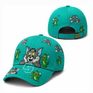 Gorra de Béisbol Bordada Personalizada OE, Color Verde Azulado, 6 Paneles, Ajustable, Unisex, Diseño de Personajes, Uso Casual, Gorra de Béisbol para Hombre - Product Image 1