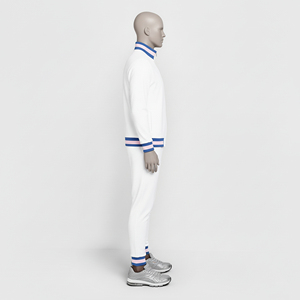 Custom <b>Men</b> <b>White</b> Tracksuit Pink Blue Striped Jogging Suits Slim Fit Sports Wear Zipper <b>Jacket</b> Pants Fleece Casual Sweat Suit - Product Image 4