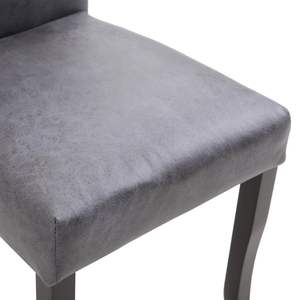 Juego de 2 sillas de comedor de piel sintética gris con madera estándar, cómodas y elegantes - Product Image 6