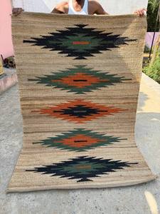 Alfombra de cáñamo y yute hecha a mano, moderna y duradera, con diseño geométrico étnico, ecológica, lavable, de pelo bajo y grosor delgado, tamaño personalizado. - Product Image 3