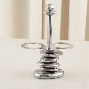 Brûleur à Bakhoor en galets de pierre arabe avec porte-gobelet KAVA, accents argent et or et plateau en acier design, idéal pour la maison et les cadeaux du Ramadan - Product Image 1
