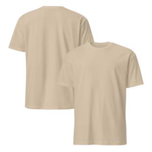 Camiseta Unisex Beige de Cuello Redondo y Manga Corta, 100% Poliéster, Estampado Animal, Color Liso, Ajuste Personalizado para Adultos - Product Image 1