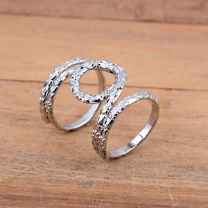 925 Sterling Silver Luxury Unisex Paisley Pattern Splint <b>Ring</b> <b>Adjustable</b> Arthritis Joint Support Band - Product Image 2
