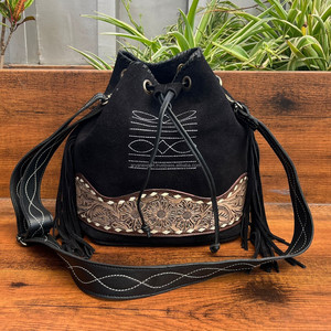 ¡Novedad de 2024! Bolso tipo cubo de cuero de ante para botas a la moda para mujer, bolso de hombro tipo bandolera de cuero de vaca con herramientas manuales de lujo para mujer - Product Image 2