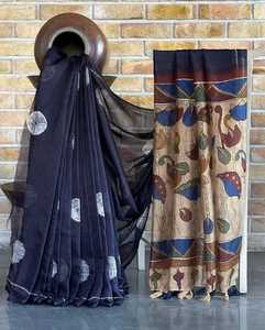 Indian Boutique Designer Bridal Party Wear Winter Summer Modern Saree Kalamkari <b>Print</b> Pallu Bandhani <b>Print</b> Latest Exclusive - Product Image 6