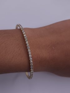 3.09 CT Lab Grown Diamond Bangle <b>Bracelet</b> in 18K Gold Plated | IGI Certified Luxury Bridal Wedding Jewelry - Product Image 4