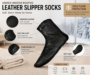 <b>Ankle</b>-Length Pure Genuine Leather Khuffs Custom Logo ODM Winter Islamic <b>Socks</b> with Side Zipper Casual Quick Dry - Product Image 2