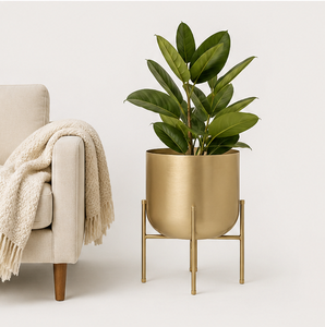 Gold Metal Planter with Detachable Iron Stand Luxury Indoor Flower <b>Pot</b> for Home and Office Decor Minimalist Tall Plant <b>Holder</b> - Product Image 3