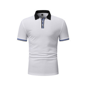 Men's <b>White</b> Short Sleeve Polo Shirt Regular Fit Casual Knitted Breathable Solid Color Pique Fabric Design - Product Image 1