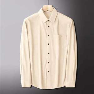 Camisa de Vestir para Hombre, de Poliéster y Algodón, Manga Larga, Cuello Mao, Color Sólido, Transpirable, Informal de Negocios, para Oficina - Product Image 5