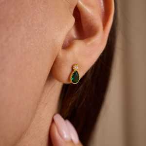 Elegant Birthstone Teardrop Ruby <b>Emerald</b> <b>Stud</b> Earrings 925 Sterling Silver 14K Gold Plated Custom Jewelry For Women Gift - Product Image 2