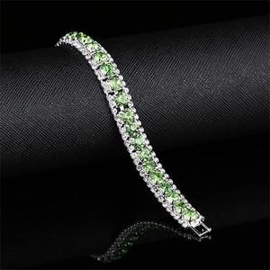 AMBER JEWELS T-3557 Pulsera Unisex de Plata 925 con Moissanita, Corte Brillante, Engaste en Canal, Bañada en Plata, Piedra Verde de Lujo - Product Image 3