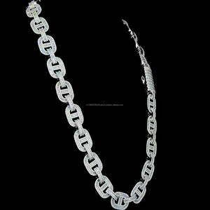 Collar de Cadena Cubana de Plata de Ley 925 con Diamantes de Moissanita Iced Out de Corte Baguette y Redondo, Estilo Ancla, Hip Hop, Regalo Unisex para Fiestas - Product Image 3