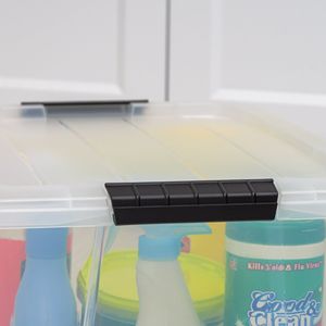 32 Qt. (quarti) Contenitori di Plastica Trasparente con Coperchio - Scatole Impilabili, Contenitori Resistenti per Organizzazione di Casa, Garage e Armadi - Product Image 2