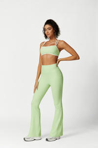 Ensemble de yoga 3 pièces pour femmes, soutien-gorge de sport sans couture à bretelles croisées, leggings taille haute, haut à manches longues - Product Image 4