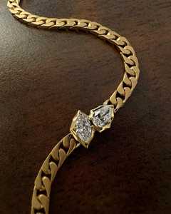 14K <b>Solid</b> <b>Gold</b> 925 Silver Curb Chain <b>Bracelet</b> Lab Grown Diamond Pear Marquise Cut Matte Miami Linked <b>Charm</b> Wholesale Unisex Gift - Product Image 4