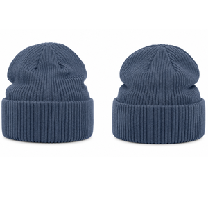 Wholesale Plain Solid Slate <b>Blue</b> Folded Cuff Knit <b>Beanie</b> Unisex Warm Ribbed <b>beanies</b> - Product Image 2