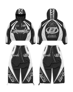 Conjuntos Deportivos de Nylon para Hombre, Chaqueta Cortavientos con Cierre y Pantalones Holgados, Ropa Deportiva Urbana - Product Image 2