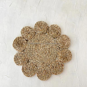 Plaque de recharge en jonc de mer naturel vintage jacinthe d'eau napperons écologiques pour cuisine salle à manger mariage - Product Image 6