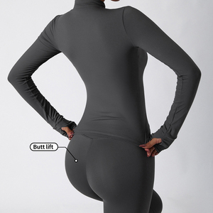 <b>High</b> Waist Three Piece Yoga Set With Compression Leggings Supportive Bra And Lightweight Jacket For Women Fitness And Gym - Product Image 2