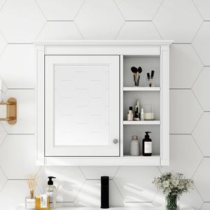 Moderno Armadietto da Bagno a Parete 30 X 28 con Specchio, Mensole per Stoccaggio, Mobile Contemporaneo da Bagno - Product Image 1