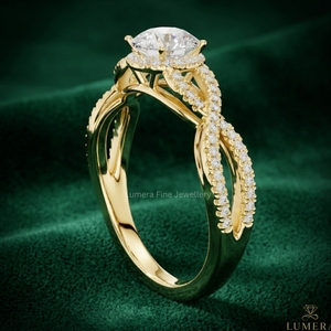 Luxury Twisted Band Lab Grown Brilliant Cut Diamond Engagement <b>Ring</b> for Women <b>925</b> Sterling <b>Silver</b> 9K-18K Gold IGI Certified - Product Image 4