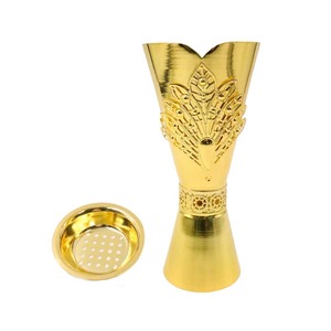 Golden Brass Incense Burner with Floral Engraving Hand-Made Religious <b>Decor</b> All-Season Use - Product Image 3