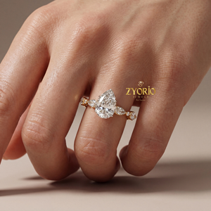 Pear Cut Lab Grown Diamond Engagement <b>Ring</b> 925 <b>Silver</b> Plated VS1 Clarity 0.89ct <b>Solitaire</b> Wedding <b>Ring</b> Women Luxury Bridal Party - Product Image 5