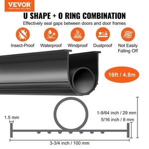 Guarnizioni Universali per Porte da Garage, Guarnizione Inferiore in Gomma a Forma di U + O-Ring, Guarnizione Impermeabile per Soglia - Product Image 2