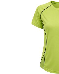 Customized Women Lime Green Quick Dry Sports T Shirt Breathable Mesh Panel Gym Running Workout Yoga Athletic Tee <b>Top</b> - Product Image 3
