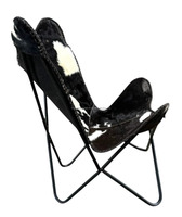 Fauteuil papillon en cuir de qualité supérieure avec structure pliable et soutien relaxant pour la chambre, le salon et les coins de bureau