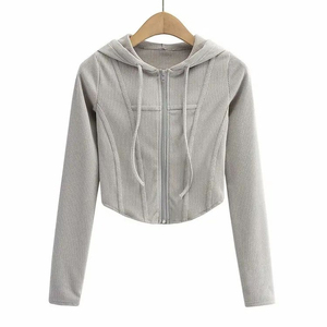 Sweat-shirt à capuche pour homme SELF INDUSTRIES, manches régulières, couleur unie, tricoté, respirant, fermeture éclair asymétrique sur le devant, haut décontracté - Product Image 4