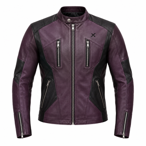 Veste de moto en cuir tendance moderne |   Violet Noir Teal Cognac |   Fabricant OEM ODM |   Qualité de conception haut de gamme | - Product Image 1
