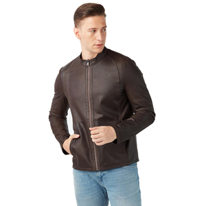 Blouson en cuir pour motard, veste en cuir véritable, tissu résistant, coutures durables, coupe confortable, texture douce, sur mesure pour homme - Product Image 4