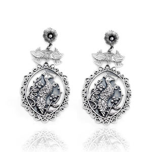 Silver Mountain 925 Sterling Silver Oxidized Peacock Dangle Drop Earrings Handmade Vintage Bird Design Statement Jewelry Third - Product Image 2