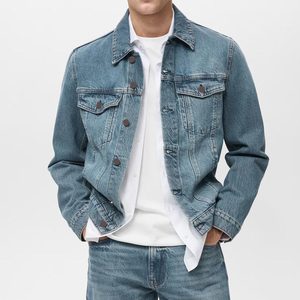 Veste en jean anti-rétrécissement pour homme, de bonne qualité, coupe ajustée décontractée, manches longues, prix usine, pour l'hiver, veste unisexe élégante pour homme - Product Image 2