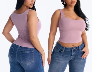 Nueva llegada: Camisetas sin mangas de algodón y elastano acanaladas para mujer, chaleco deportivo ajustado de verano para damas, hecho en Bangladesh. - Product Image 4