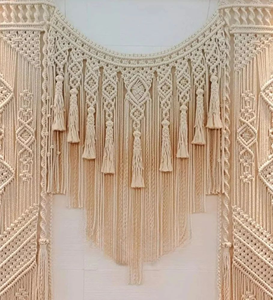 Rideau mural en macramé fait main, style bohème, lourd, pour la décoration de cérémonies, de fêtes, de maisons, d'événements, de réceptions et d'hôtels - Product Image 2