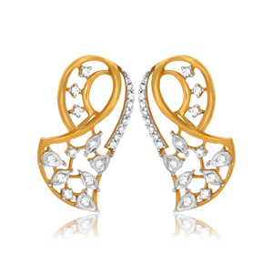 14K Yellow Gold Nature <b>Inspired</b> Paisley Stud Earrings Round Marquise Lab Grown Diamond Luxury Fine <b>Jewelry</b> Wedding Gift - Product Image 1