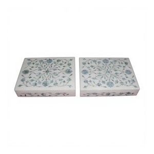 Premium meilleur fait à la main nouvellement article boîte d'incrustation de marbre avec utilisation d'art floral de nacre pour le stockage de bijoux article d'emballage de boîte-cadeau - Product Image 4