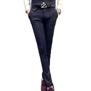 Nouveau pantalon habillé slim à rayures pour homme – Formel, décontracté, de bureau – Coupe ajustée, design élégant en tissu – OEM ODM - Product Image 3