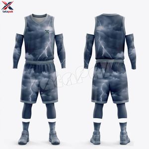 Ensemble de maillot de basket-ball Tatapak, impression sublimée, col en V, sans manches, respirant, uniforme en polyester pour adultes, toutes saisons - Product Image 3